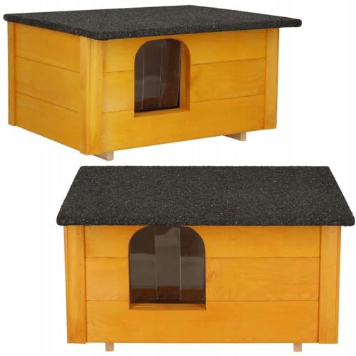 Hundehütte Katzenhaus Isolierung Winterfest Wetterfest Massiv Holz 30x39x54cm von Generisch