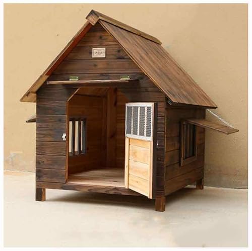 Hundehütte aus Massivem Holz, Hundekäfig im Freien, Wetterfeste Katzenvilla, Geeignet für Mittelgroße Hunde, kleine Hunde, Große Hunde, Katzen, Kaninchen und andere Haustiere (braun, L) von Generisch