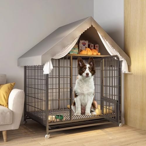 Hundekäfig Indoor Deko Haustierhaus mit Ausziehwanne, Abschließbare Tür, Aufbewahrung für Mittelgroße Hunde - Hundekäfig Möbel für Welpen - Hundehütte mit Tablett von Generisch