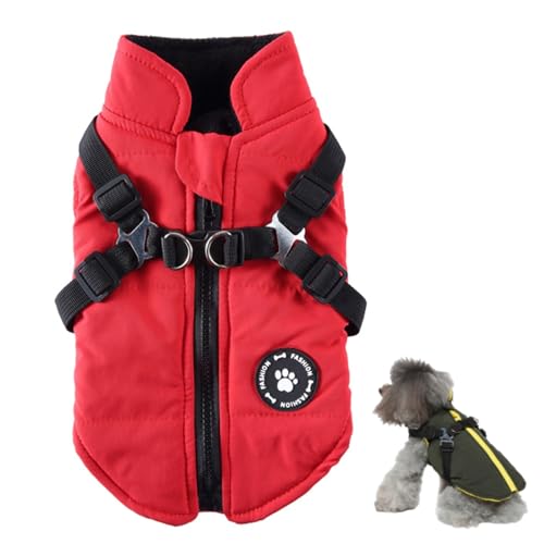 Hundekleidung, kleine Hundemantel, wasserdicht, dicke Jacke, warme Winterweste, verstellbares Haustiergeschirr, Winterjacke aus Baumwolle für kleine, mittelgroße und große Hunde, Größe M von Generisch