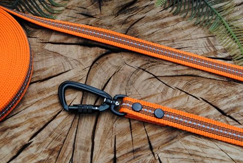 Hundeleine Grip + reflektierend Orange 20mm Twist-Lock Sicherheitshaken Schleppleine (10m ohne Schlaufe) von Generisch