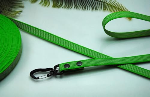 Hundeleine Grip Neon-Limette 10m x 20mm Aluminium-Strong Schleppleine Fährtenleine (Ohne Schlaufe) von Generisch