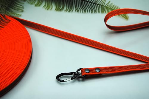 Hundeleine Grip Orange 20mm Aluminium-Strong Schleppleine Fährtenleine Führleine (15m mit Schlaufe) von Generisch