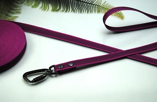 Hundeleine Grip Pink-Grau 20mm Twist Lock Sicherheitshaken Schleppleine Fährtenleine Führleine (12m mit Schlaufe) von Generisch