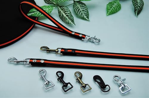 Hundeleine Grip Schwarz-Orange 1,2m x 20mm Führleine (Ohne Schlaufe, Karabiner: Silber) von Generisch