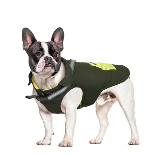 Hundemantel Wasserdicht, Warme Hundejacke Winter Hunde Mantel mit Geschirr & Snack-Tasche & Reflektierender Streifen, Fleece-Futter Hundejacke für kleine Hunde (S) von Generisch