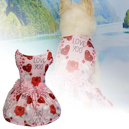 Hundemantel Wasserdicht Haustier-Hundekleidung Valentinstag Sommer süßes Kleid Haustierbedarf Hundekleid Valentinstag Haustierkleidung kleine und mittelgroße Hunde Haustierkleidung drei Arten (A, L) von Generisch