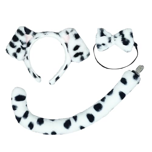 Hundeohren und Schwanz-Set, Welpenohren, Stirnband und Schwanz | Hundewelpen-Stirnband, Fliege, Schwanz, 3-teiliges Kostüm - Cosplay-Zubehörset für Verkleidungen mit Tiermotiven, Kostümzubehörset für von Generisch