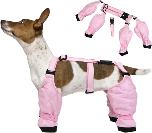 Hundepfoten-Leggings, Strapsstiefel für Hunde, schützende Allwetter-Hundehose, verstellbarer Regengurt, mit verstellbaren Schuhen von Generisch