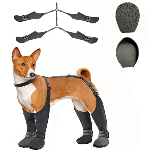 Generisch Hundeschuhe - Hundepfotenschutz mit Verstellbare Träger & Reflektierendem | Wasser Outdoor Hundeschuhe Rutschfester Bezug für Hundestiefel Pfotenschutz Jahreszeiten Bequeme Passform (S) von Generisch