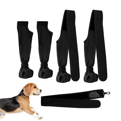 Hundeschuhe mit Hosenträgern, wasserdichte Pfotenschutz, Hundestiefel-Leggings, Pfotenschutz, Hunde-Leggings, verstellbare Stiefel für Hundepfoten für kleine, mittelgroße Hunde von Generisch