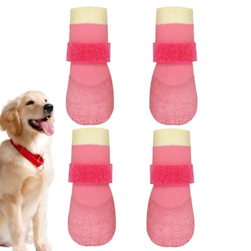 Hundeschuhe wasserdicht – rutschfeste Hundestiefel, Haustierstiefelschutz | Welpenschuhe aus wasserdichtem Material, Hundepfotenschutz mit Klebebefestigung, 4 x rutschfeste Hundesocken, Haustierstiefe von Generisch