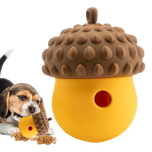 Hundespielzeug mit Leckerli-Spender,Hundefutterball - Langeweile-Buster-Snackausgabespielzeug für Hunde - Silikon-Hundespielzeugball in Eichelform, interaktiver Hundeball, Haustierspielzeug, auslaufen von Generisch