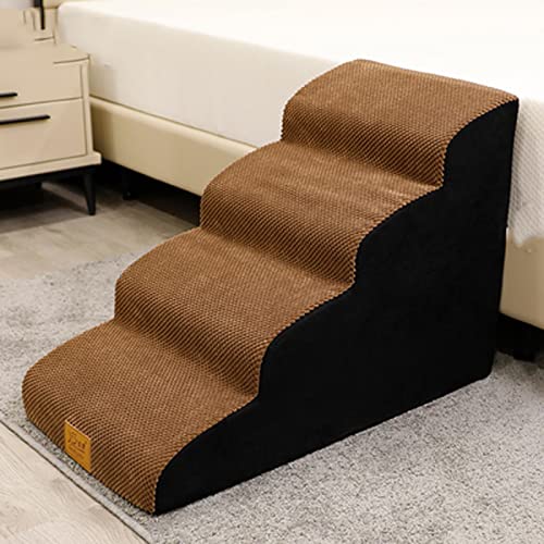 Hundetreppe mit 4 Stufen, mit waschbarem Bezug, rutschfeste Haustiertreppe für Sofa, Hochbett, große Haustiere, tragbar, Welpen, Kätzchen, Treppe, 40 x 74 x 52 cm von Generisch