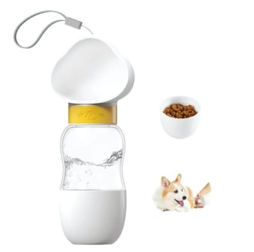 Hundewasserflasche, 350 ml, tragbare Flasche, Wasserspender, auslaufsichere Outdoor-/Reise-Wasserflasche und 250 ml Lebensmittelbehälter für Spaziergänge/Reisen (Weiß) von Generisch