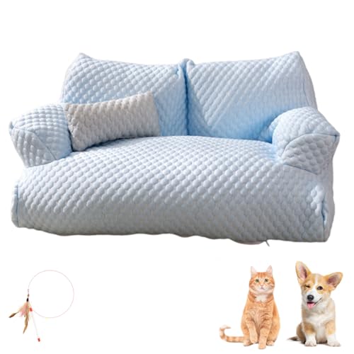 Ice Silk kühlendes Haustierbett, atmungsaktiv, waschbar, Hundesofa, Kühlbett für kleine Hunde und Katzen, kühlendes Haustierbett, rutschfeste Haustiermatte (Blau, 55 x 38 x 18 cm) von Generisch