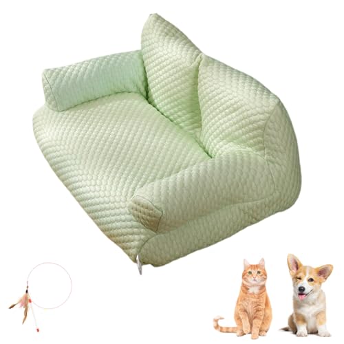 Ice Silk kühlendes Haustierbett, atmungsaktiv, waschbar, Hundesofa, Kühlbett für kleine Hunde und Katzen, kühlendes Haustierbett, rutschfeste Haustiermatte (Grün, 90 x 56 x 30 cm) von Generisch