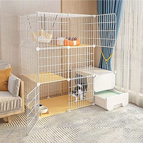 Indoor Katzenkäfig Laufstall Gehege für Balkon - Metalldraht DIY Katzenkäfige Zwinger Kiste für Kleintiere, Welpen, Kätzchen, Frettchen, Meerschweinchenkäfig, Indoor Abnehmbares Design von Generisch