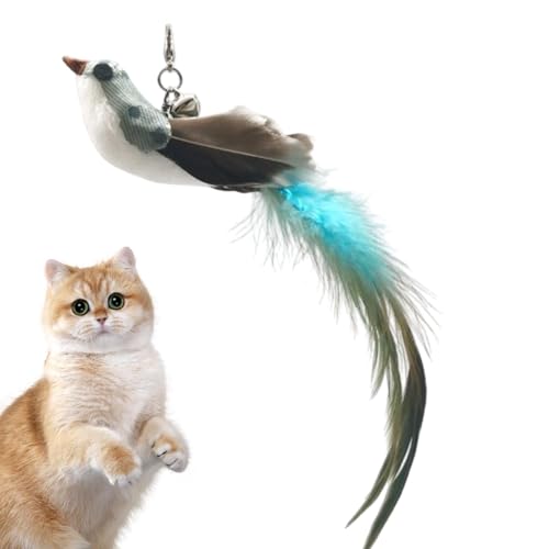 Interaktive Katzenspielzeug - Katzen Spielzeug | Katzenangel Stabil Mit Federn Simucatstick | Katzenspielzeug Selbstbeschäftigung | Fliegender Vogel Cat Toys Mit Saugnapf Für Kleine Große Katzen von Generisch