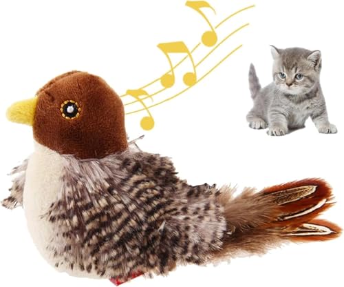 Interaktives Katzenfederspielzeug, Melodie Chaser Chirpy Bird Katzenspielzeug Plüschtiere für Katzen, Quietschendes Katzenspielzeug für Indoor-Katzen von Generisch