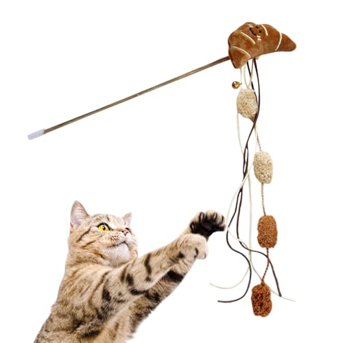 Interaktives Katzenspielzeug,Futter-Motiv Angelstab Mit Glöckchen | Interaktive Katzenspielangel zur Förderung von Bewegung und Intelligenz mit Plüsch Attrappe für Unterhaltung und Beschäftigung Interaktives Katzenspielzeug,Futter-Motiv Angelstab Mit Glöckchen | Interaktive Katzenspielangel zur Förderung von Bewegung und Intelligenz mit Plüsch Attrappe für Unterhaltung und Beschäftigung von Generisch