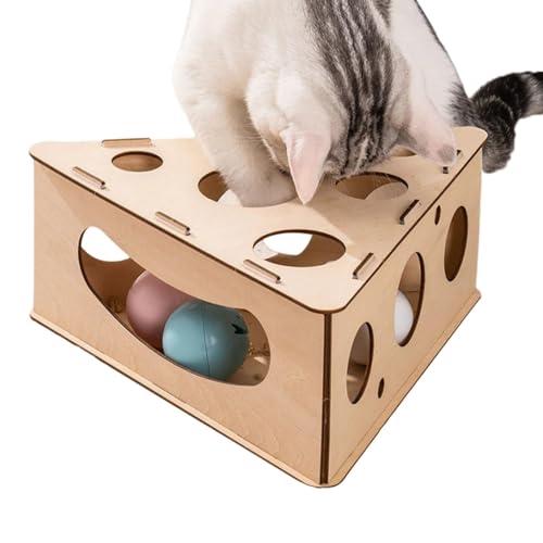 Interaktives Katzenspielzeug - Bewegliches Katzenspielzeug Interaktiver Katzenspielzeug Ball - Holz Katzenkratzball, Interaktives Katzenspielzeug, Katzenspielzeug für Innen, Katzen jeden Alters von Generisch