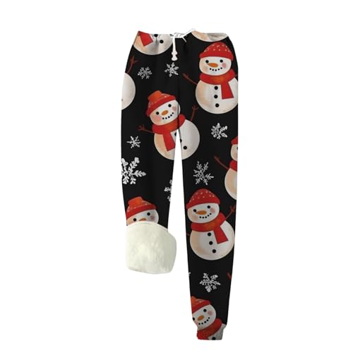 Jogginghose Damen Baggy Mit Kordelzug Weihnachtsmotiv Sporthose Bequeme Freizeithosen Warme Baumwolle Thermohose Elastische Taille Klassische Winterhose Für Sport Gym Fitness Freizeit von Generisch