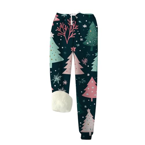 Jogginghose Damen Lang Weihnachtsmotiv Sweathose Mit Kordelzug Bequeme Freizeithosen Warme Elastische Taille Weihnachtshose Klassische Winterhose Geschenke Für Frauen von Generisch