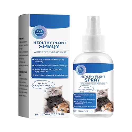 Juckreizlinderungsspray, Wundspray für Katzen | 100 ml Anti-Juckreiz-Hautpflege-Katzenspray,Beruhigendes Katzenspray, Reparaturflüssigkeit für trockene Haut, Katzenwundheiler für Hunde, Katzen, Pferde von Generisch