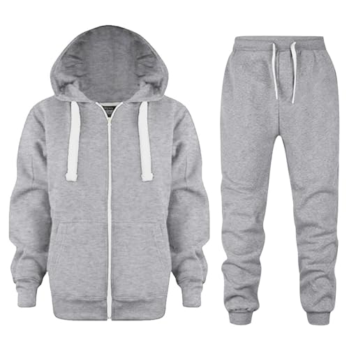 Jungen Mädchen Trainingsanzug mit Kapuze und Reißverschluss Einfarbig Kapuzenpullover und Hose Warm Baggy Jogging Set Bequemer Casual Sportanzug Jogginganzug Freizeitanzug von Generisch