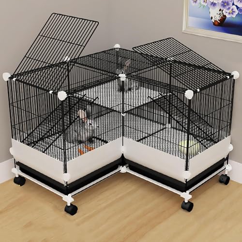 Kaninchenkäfig 2-lagig mit Schalen und Urinschutz, geräumiger Indoor-Stall für Kaninchen, Meerschweinchen, Eichhörnchen Kaninchenkäfig 2-lagig mit Schalen und Urinschutz, geräumiger Indoor-Stall für Kaninchen, Meerschweinchen, Eichhörnchen von Generisch
