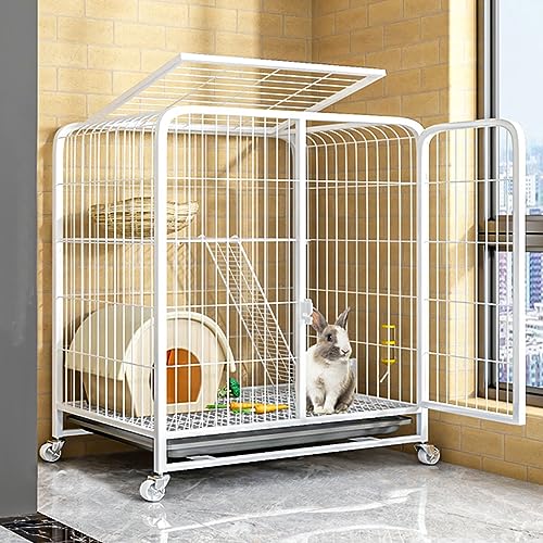 Kaninchenstall Hasenkäfig Indoor Outdoor Zweistöckig mit Rollen und tiefem auslaufsicherem Tablett für einfache Reinigung - ideal für Kaninchen und Meerschweinchen Kaninchenstall Hasenkäfig Indoor Outdoor Zweistöckig mit Rollen und tiefem auslaufsicherem Tablett für einfache Reinigung - ideal für Kaninchen und Meerschweinchen von Generisch