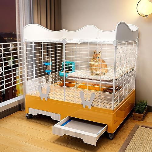 Kaninchenstall Indoor Bunny Cage - Doppelschichtiges Design mit Oberlicht, leicht zu reinigen, großes Fassungsvermögen und erhöhter Schallwand für komfortables Wohnen von Generisch