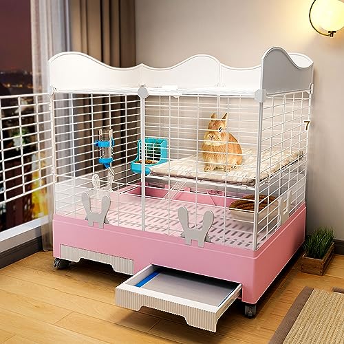 Kaninchenstall Indoor Bunny Cage - Doppelschichtiges Design mit Oberlicht, leicht zu reinigen, großes Fassungsvermögen und erhöhter Schallwand für komfortables Wohnen von Generisch