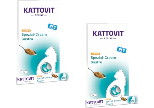 KATTOVIT - Gastro Spezial-Cream für Katzen | Katzen-Diätsnack zur Unterstützung des Magen-Darm-Systems für ausgewachsene Katzen | Snack für Katzen mit praktischer Portionierung | 2x6x15 ml Huhn von Kattovit