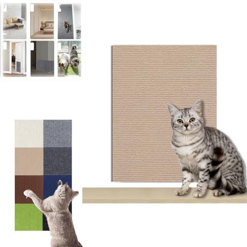 Katze Kratztuch, schneidbare klebrige Katzen Kratzer Möbelschutz, Selbstklebende Katze Wandkratzer, schneidbare klebrige Katze Kratzer Möbelschutz(Khaki,60 * 300cm) von Generisch