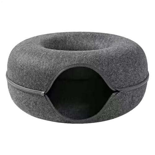 Katzen-Donut-Tunnel, Katzen-Donut-Bett, Kratzfestes rundes Katzenbett aus Filz, abnehmbare Donut-Tunnel, Waschbares Katzentunnel-Spielzeug, Katzenhöhlen, Katzen-Donut-Tunnelbett für Katzen, Kätzchen von Generisch