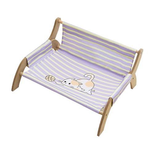 Katzen-Lounge-Sessel, Kätzchen-Hängematten-Bett, atmungsaktives Streifen-Design, 53,5 x 46 x 28 cm, erhöhter Holzrahmen, für Wohnzimmer, Schlafzimmer, Balkon, Entspannung, Grün, Lila Katzen-Lounge-Sessel, Kätzchen-Hängematten-Bett, atmungsaktives Streifen-Design, 53,5 x 46 x 28 cm, erhöhter Holzrahmen, für Wohnzimmer, Schlafzimmer, Balkon, Entspannung, Grün, Lila von Generisch