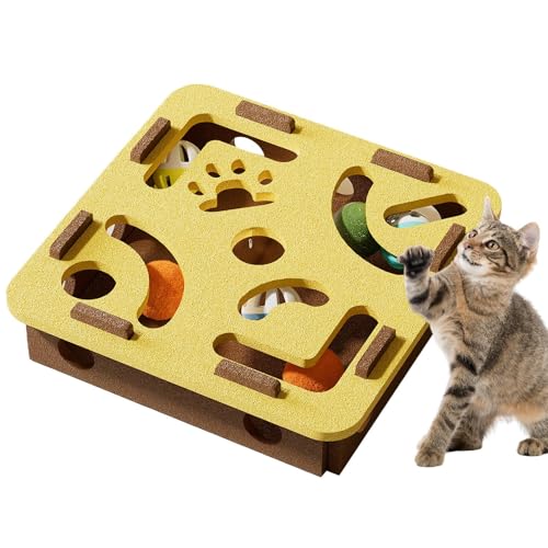Katzen-Puzzle-Spielzeug | Interaktives Katzenpuzzle - Kratzbrett Mit Klingelbahn Für Katzenwelpen Und Welpen Zahnung Und Training Mittelgroße Hunde Für Wohnung Katzen-Puzzle-Spielzeug | Interaktives Katzenpuzzle - Kratzbrett Mit Klingelbahn Für Katzenwelpen Und Welpen Zahnung Und Training Mittelgroße Hunde Für Wohnung von Generisch