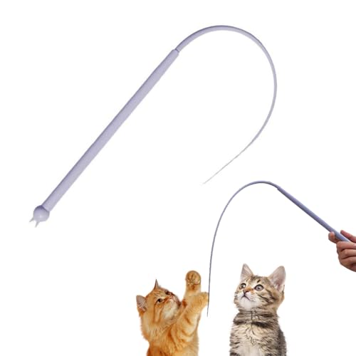 Katzenangel Silikon,Twiggle Tail Katzenspielzeug,Teaser Mausschwanzförmiges Zauberstabspielzeug,Maus Tail Teaser Cat Stick,1PCS Interaktives Katzenangel Interaktives Katzenstab Spielzeug (A) von Generisch