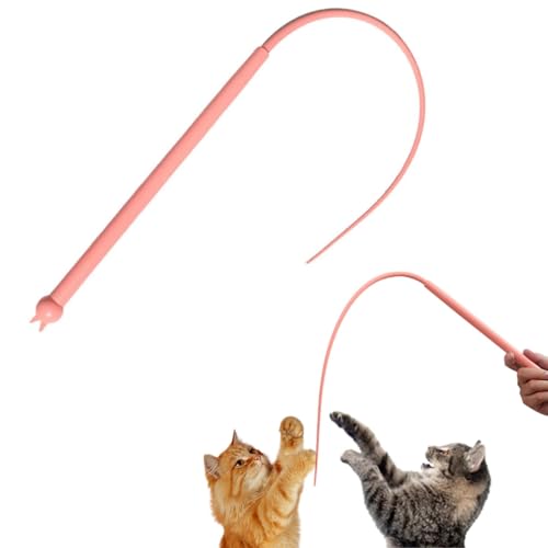 Katzenangel Silikon,Twiggle Tail Katzenspielzeug,Teaser Mausschwanzförmiges Zauberstabspielzeug,Maus Tail Teaser Cat Stick,1PCS Interaktives Katzenangel Interaktives Katzenstab Spielzeug (B) von Generisch