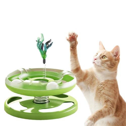 Katzenball-Spielzeug – sicheres Katzen-Intelligenz-Trainingsspielzeug mit beweglichem Ball, geruchloses Haustier-Katzenzubehör mit stabiler Basis für große Katzen, mittelgroße Katzen, Kätzchen von Generisch