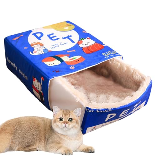 Katzenbett, waschbares Katzenbett, rechteckig, Snack-Form, bequemes Katzenschlafbett mit Reißverschluss, wärmendes Haustierbett, warmes Kätzchenbett für Katzen und Hunde, 18,5 x 14,57 x 6,69 i von Generisch