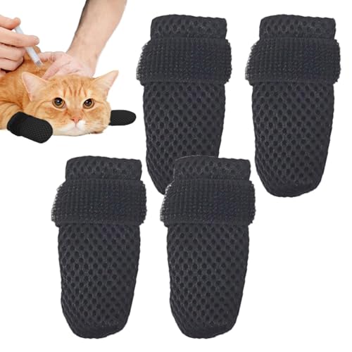 Katzenfäustlinge gegen Kratzer, Katzenstiefel | Verstellbarer Katzenkrallenschutz aus Mesh,Rutschfeste, atmungsaktive Pfotenabdeckungen, kratzfeste, atmungsaktive Netz-Katzenfußabdeckungen, 4 Stück, f von Generisch