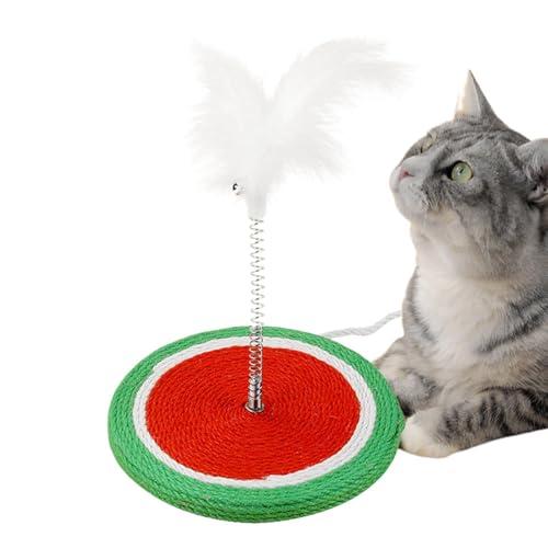 Katzenfederspielzeug, Katzenkratzer mit Feder,Sisal-Kratzbäume mit interaktivem Spielzeug - Katzenfederstab, Sisalseil-Kratzpad, Sisal-Katzenkratzspielzeug, Katzenkratzspielzeug für Indoor-Kätzchen, e von Generisch