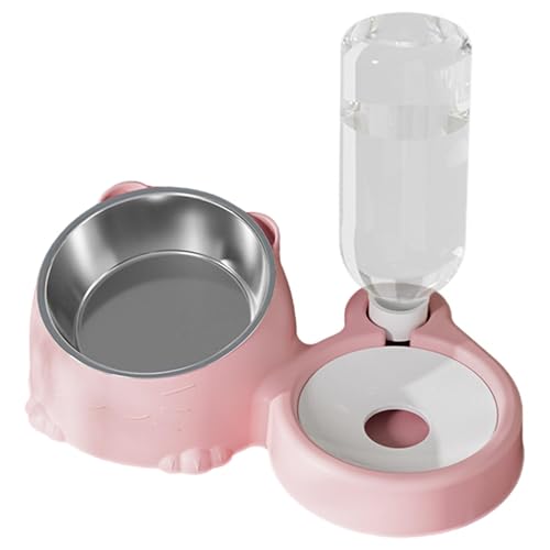 Katzenfutter und Wassernapf Set, geneigter Katzennapf für Indoor-Katzen, Wasserspender für Haustiere, Edelstahl Haustiernapf Set, Katze und Hund Futterstation, Abnehmbarer geneigter Haustiernapf, von Generisch