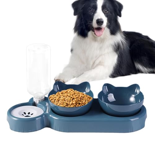 Katzenfutternäpfe,Hundefutternäpfe - 15° geneigte Katzennäpfe mit automatischer Wasserspenderflasche | Futternapf für Haustiere, für Welpen, Kätzchen, Kaninchen, 500 ml Wasserflasche von Generisch