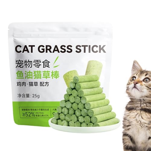 Katzengras Snack,Katzengras Sticks Katzengras Stäbchen Katzengras Beißstab Katzengras-Kaustangen Kauspielzeug Für Katzen Gefriergetrocknet Snacks Für Katzen Für Die Zahnpflege Und Haarknäuel Entfernen von Generisch