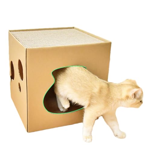 Katzenhaus aus Pappe, Katzenkratzbox | Doppelschichtige Kratzbox, Kratzspielzeug für Katzen,Haustierversteck, Faltbarer Katzennistkasten für Katzen, Kätzchen, Kleintiere von Generisch