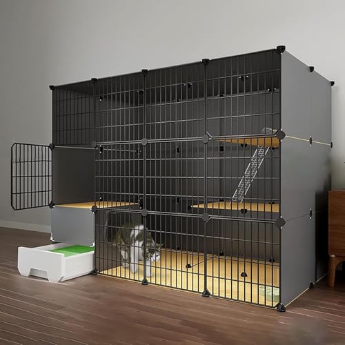 Katzenkäfig, Katzenbett, Katzenbett, DIY-Katzengehege, 2/3 Ebenen, abnehmbare Metallzwinger, mit Rampe, Treppe und Katzenzwinger, Katzentoilette, Ideal p von Generisch